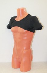 Men Short Top 405-05 Shurt Sleeves Open Chest Black Spandex Size M
