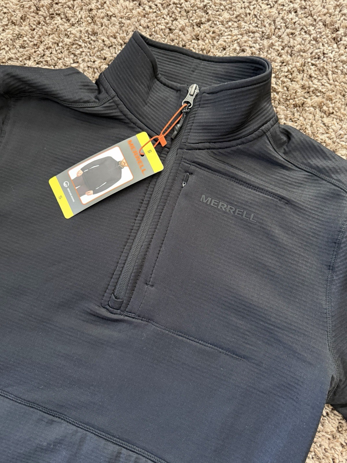 NWT Merrel Pullover Mock Neck Half Zip Black Outdoor Thermal Jacket Top gallery
