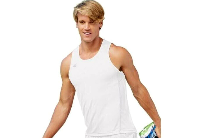 Champion White Tank Top Singlet Running Workout Mens Activewear Size Large gallery