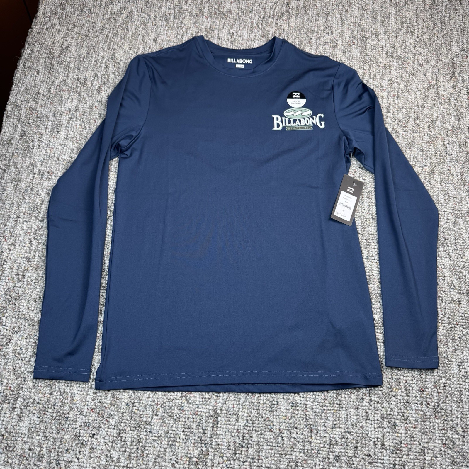 Billabong Shirt Mens Small Blue Surf UPF 50+ Sun Protection Long Sleeve NWT gallery