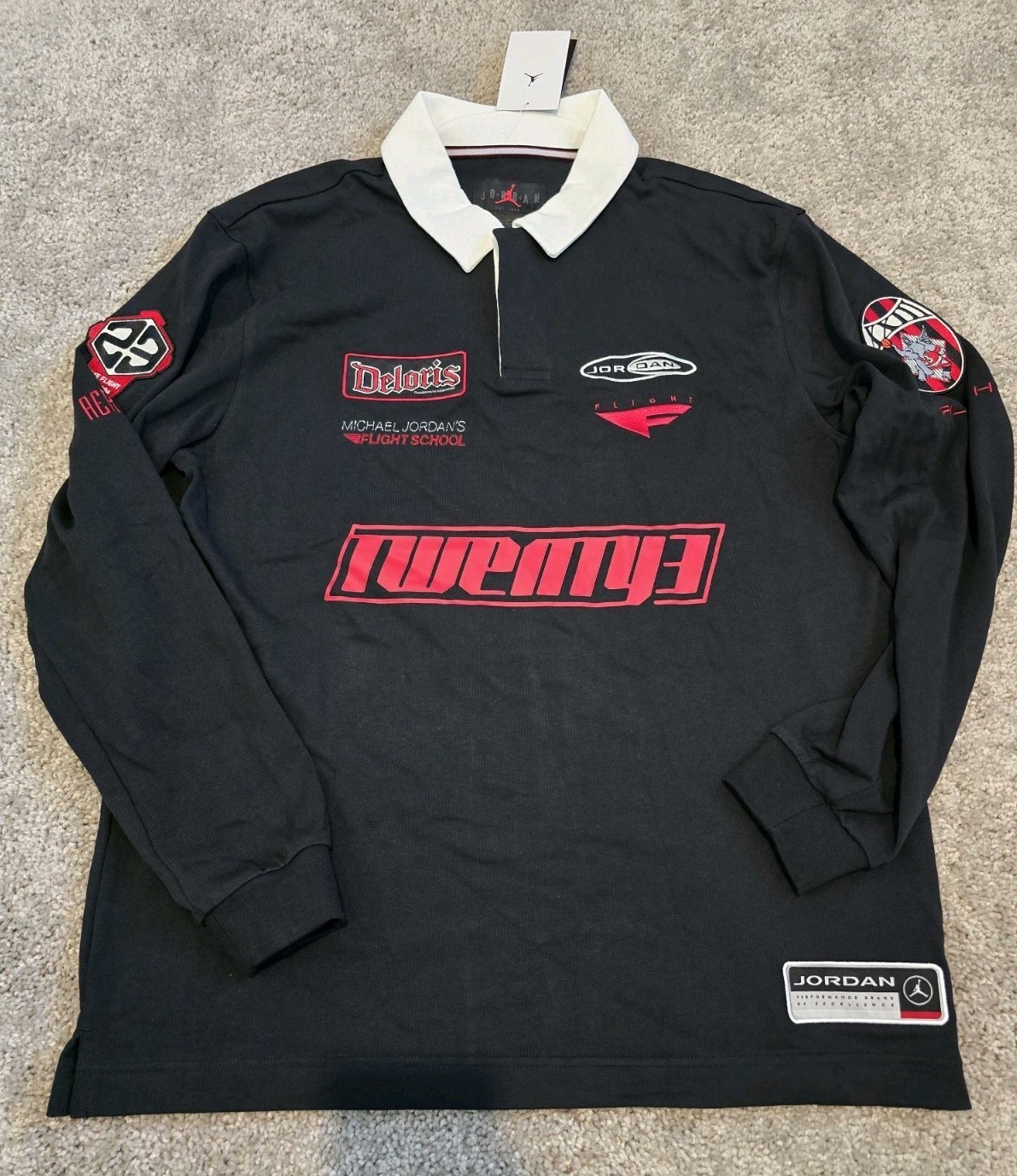 Jordan Essentials Men's Long-Sleeve Rugby Top HF9323-010 Black Size Medium gallery