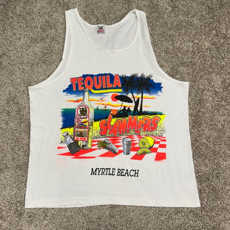 Vintage Tequila Slammers Double Sided Tank Top Myrtle Beach Men XL USA Made 90s gallery