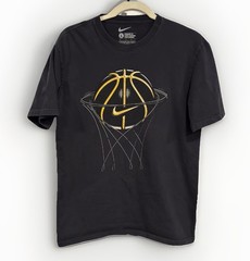 Nike Men’s L Black Basketball Hoop Net Swoosh Graphic T-Shirt Cotton Tee
