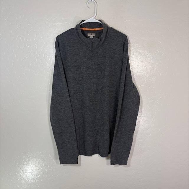 Omni-Wool Pullover Mens 2XL Gray 1/4 Zip Long Sleeve Wool Blend Top Athletic