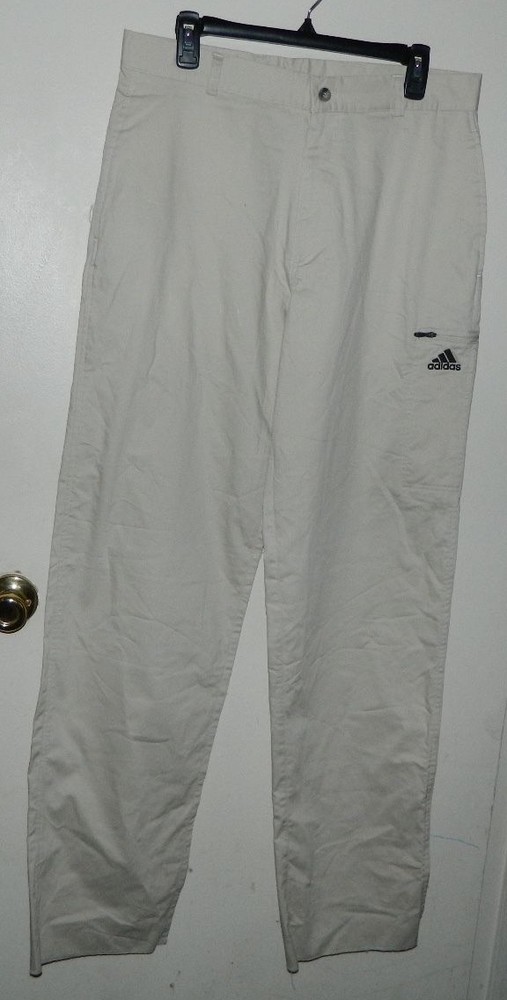 New Men Adidas WE Athletic Pants Solid Beige Casual Camping Hiking Cargo Sz 32