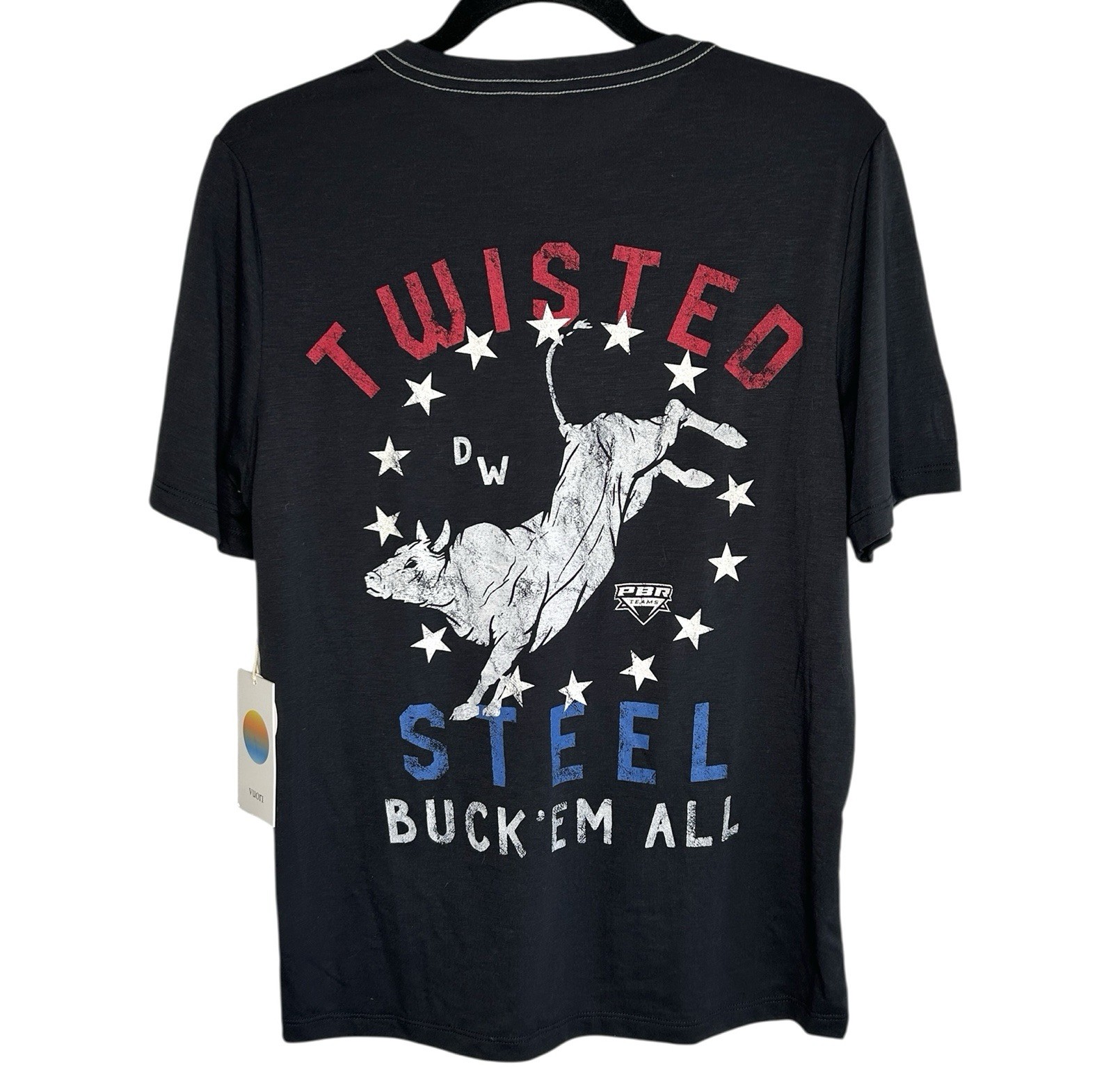 Vuori Current Tech T Shirt PBR Rodeo Small Black Twisted Steel Bull Western NWT gallery
