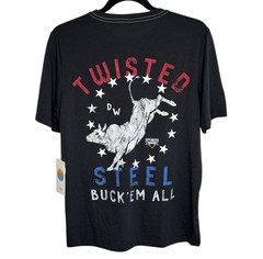 Vuori Current Tech T Shirt PBR Rodeo Small Black Twisted Steel Bull Western NWT