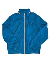 Vintage 90s Tommy Hilfiger Windbreaker Jacket Mens Large Zip Stowaway Hood
