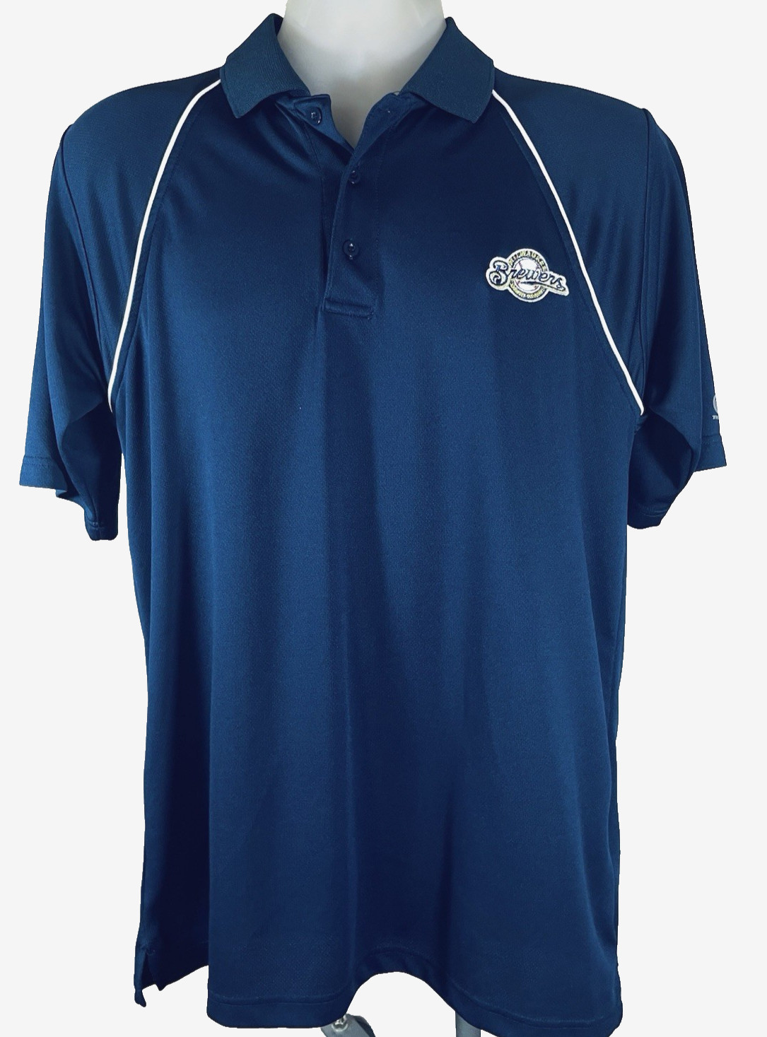 Milwaukee Brewers Polo Shirt Mens Medium Blue Baseball MLB True Fan Lightweight gallery