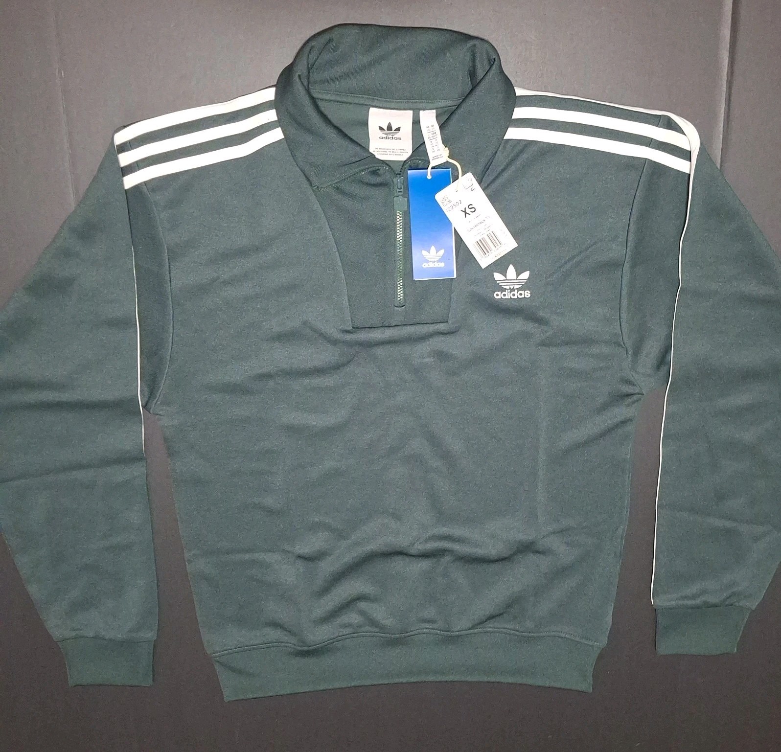 Adidas IZ2502 Men's Adicolor XS Funnel Neck Track 1/4 Zip Jacket, Mineral Green gallery