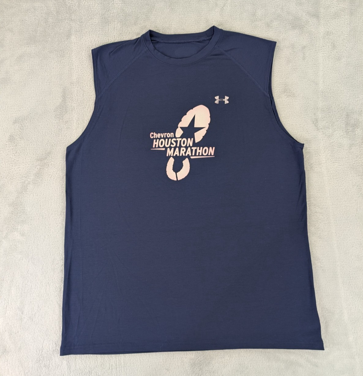 Chevron Houston Marathon Shirt Under Armour Y2K Sleeveless Blue Men Large gallery