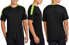 Mens Dri Fit Color Block Shoulder T-Shirt Moisture Wicking Tee UPF 30+ XS-4XL