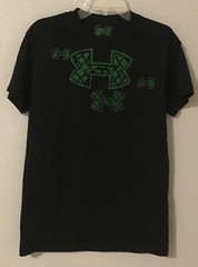 Under Armour Black Short Sleeve T-Shirt Green Glitter Logo Size Small B907