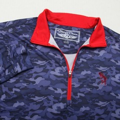Straight Down Pullover Mens Large Blue Camo 1/4 Zip Golf Fiddlers Elbow