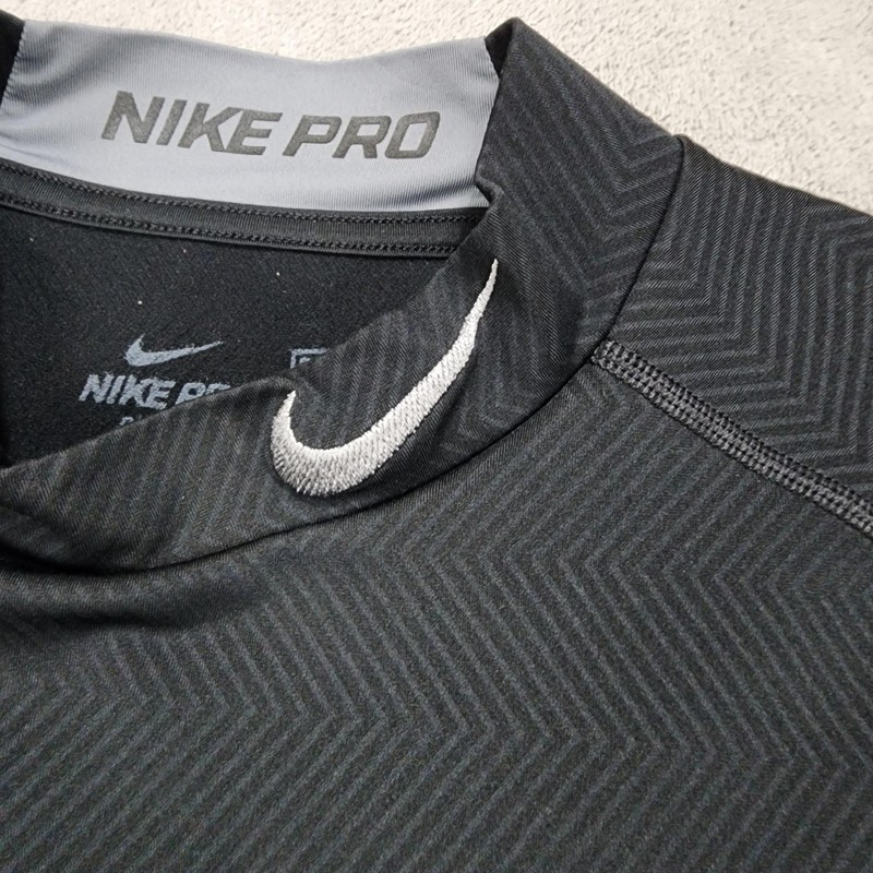 Nike Pro Dri-FIT Shirt Mens L Black Mock Neck Long Sleeve Compression Athletic gallery
