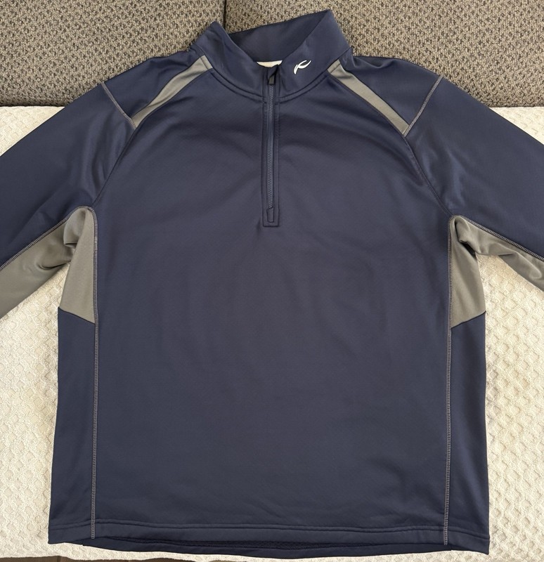 KJUS Diamond Fleece Half Zip Midlayer Pullover Navy Grey Size 56 2XL MG25-D01 gallery