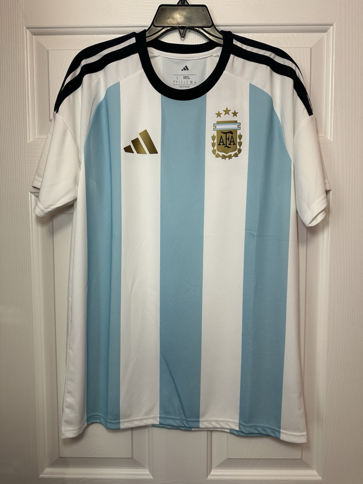 Size L adidas Argentina AFA Home Soccer Jersey Fan KA8069 Mens White Blue NWT gallery