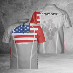 Custom Name And Team Billiard Ball Flag Pattern Billard Jersey Shirt S-5XL