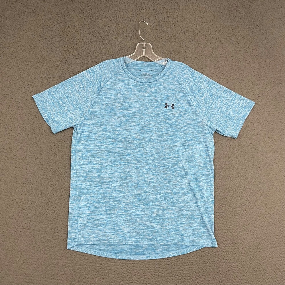 Under Armour T-Shirt Mens Large Blue Tech Tee Activewear Workout Gym Sports Dad