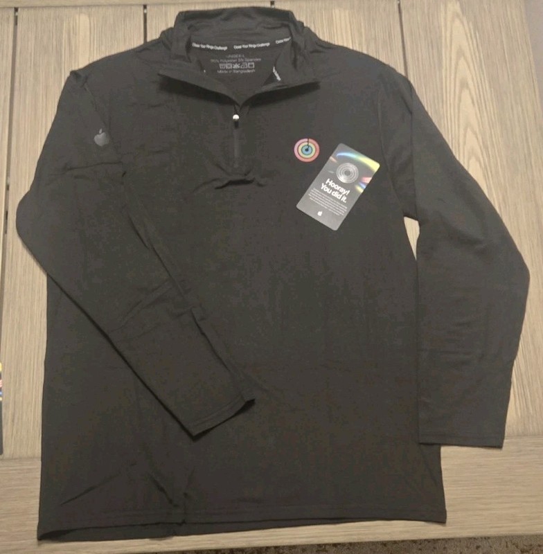 APPLE logo Close Your Rings 1/4 zip Pullover Unisex L Employee Challenge Silver gallery
