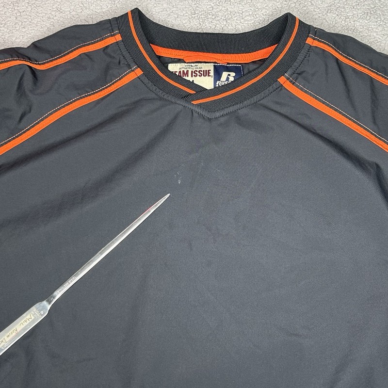 Russell Athletic Windbreaker Men M Team Issue Black Orange Pullover Warm Up Golf gallery