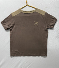 Reebok Mens Athletic T-Shirt Short Sleeve Logo Tee Taupe Khaki Beige Colorblock