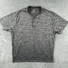 Liberty Pro T-Shirt Mens XXL Heather Gray Short Sleeve 1/4 Button Pullover