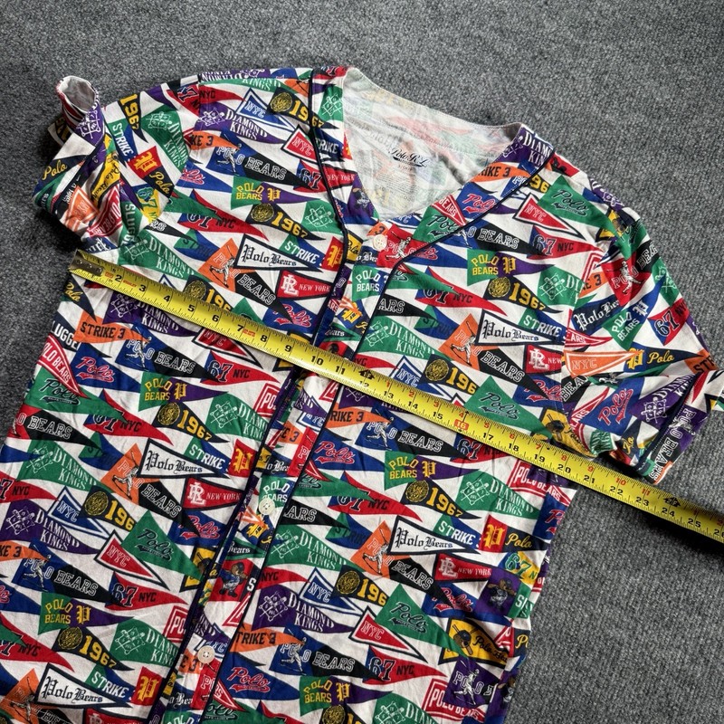 Polo Ralph Lauren Baseball Jersey Shirt Mens Small Flags Pennants Polo Bears gallery