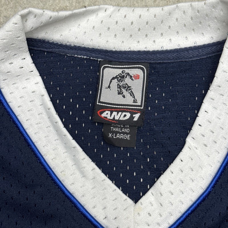AND1 Streetball Basketball Jersey XL Navy Mesh Y2K Vintage 2000s V-Neck gallery