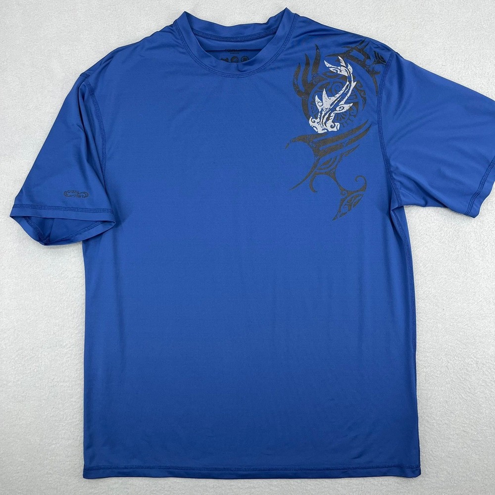 Crazy Shirts Mens XL Blue Tribal Hammerhead Shark Graphic Performance Tee Shirt