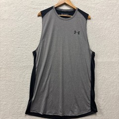Under Armour Shirt Mens XLT Extra Large Tall HeatGear Sleeveless Tank Grey Black