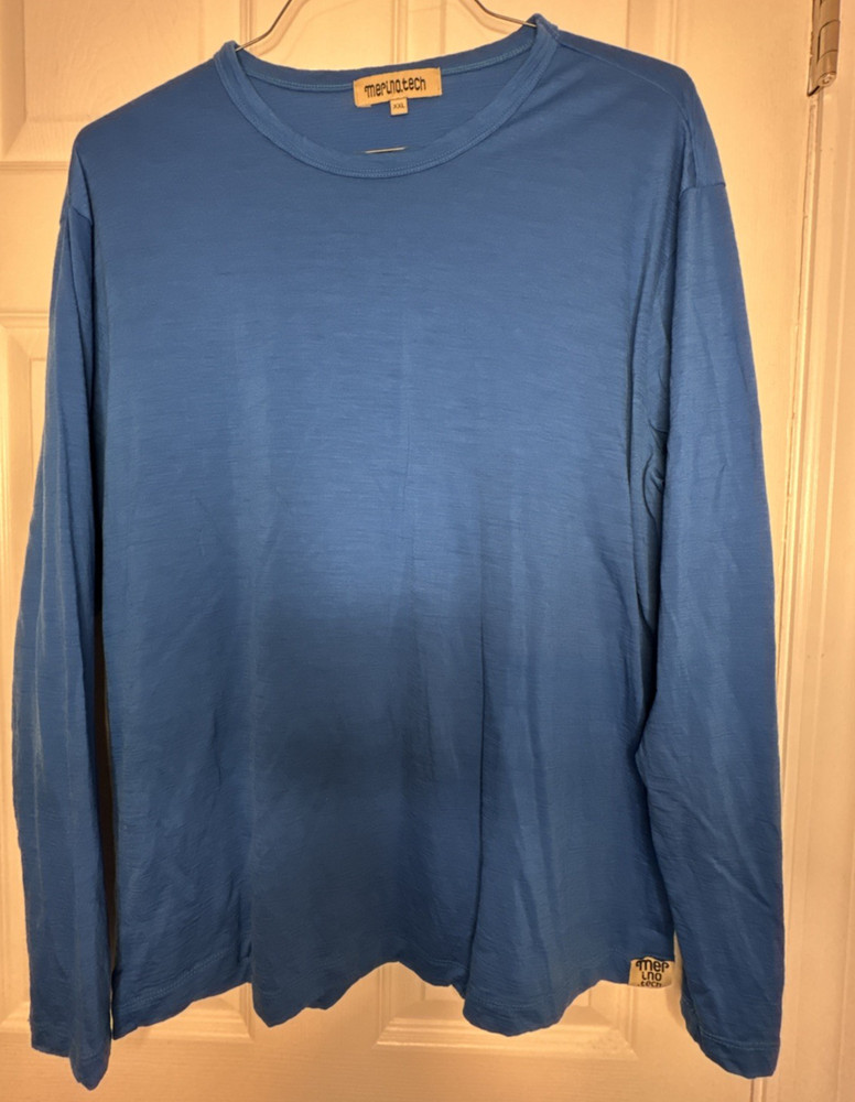Merino Tech Merino Wool Base Layer Blue Long Sleeve Shirt Men's Size XXL