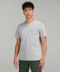 Lululemon Men’s Medium M Chest Pocket Relaxed Fit Tee *Oxford Grey / White