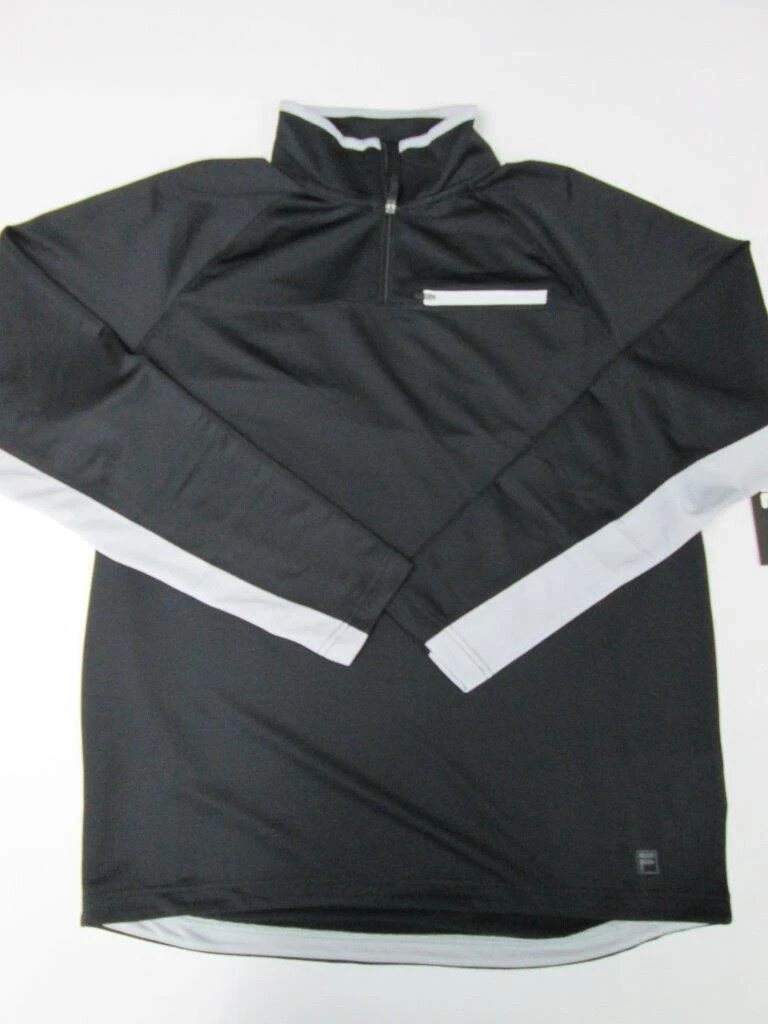 FILA MENS BLACK GRAY 1/4 ZIP PULLOVER CASUAL SPORTS ATHLETIC SWEATER SHIRT L NEW gallery
