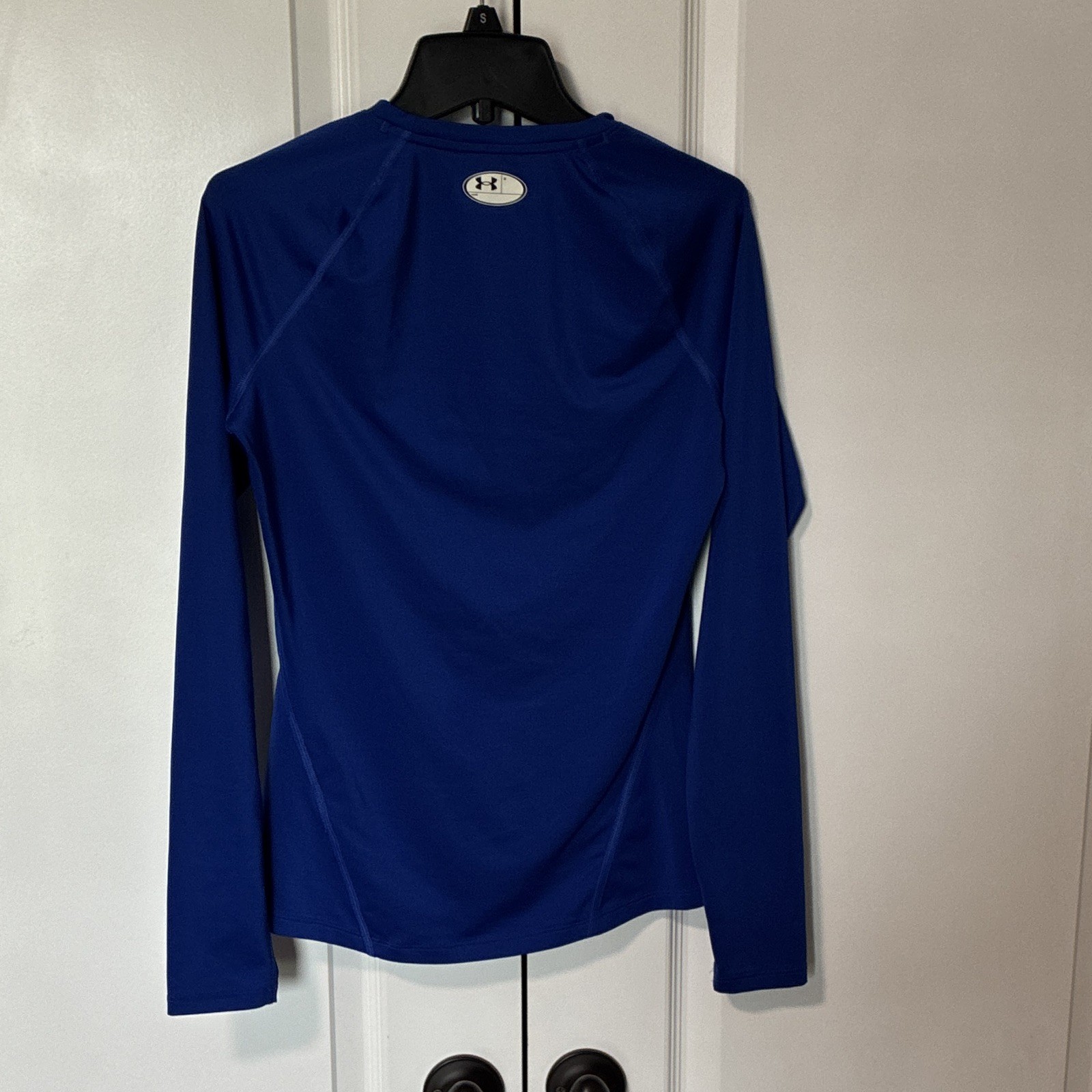 Under Armour HeatGear Men's Blue Compression Long Sleeve Crew Tee Raglan SM gallery