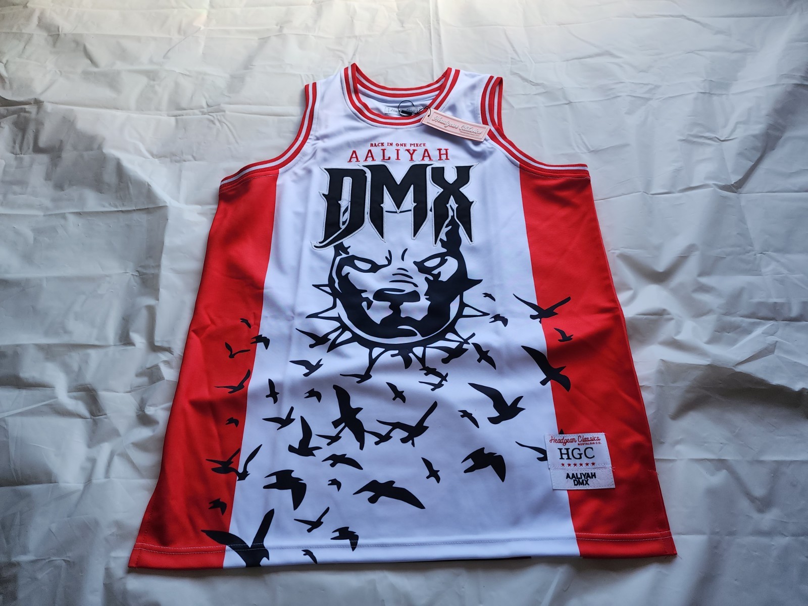 HEADGEAR CLASSICS NOSTALGIA MEN'S AALIYAH X DMX BASEBALL JERSEY RED/WHITE... gallery