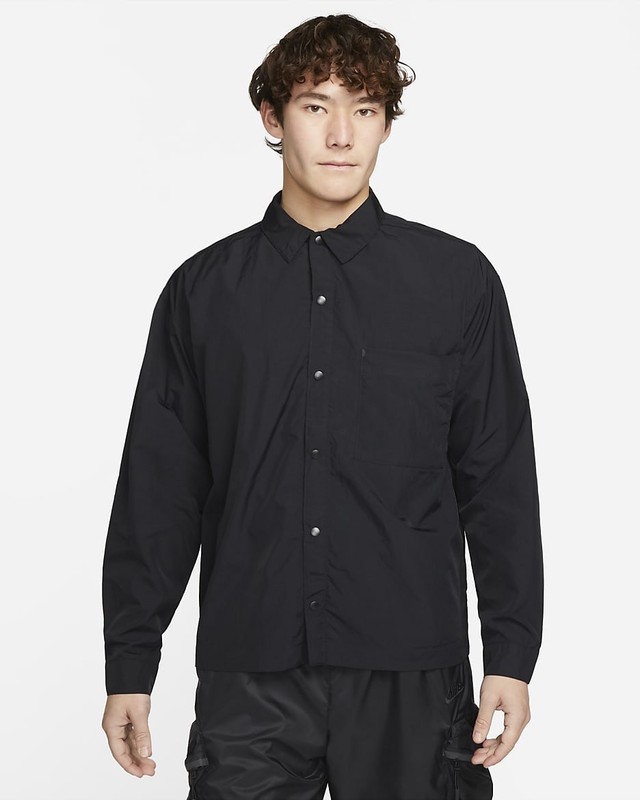 NWT Nike NSW Tech Pack Woven LS Button Down Shirt $130 DX0205 010 M Black Medium gallery