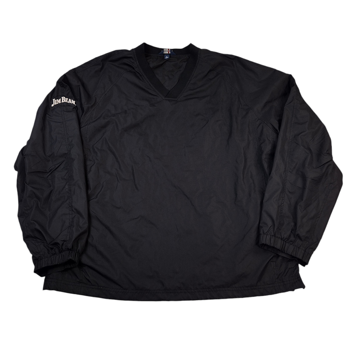 Jim Beam Windbreaker Men XL - Black V-Neck, Long Sleeve Pullover, Pockets Vented gallery
