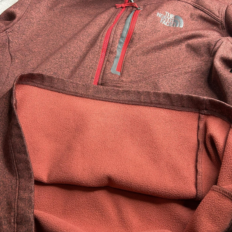 North Face Pullover Mens Medium Rust Fleece Half Zip Hiking Stretch Outdoor gallery