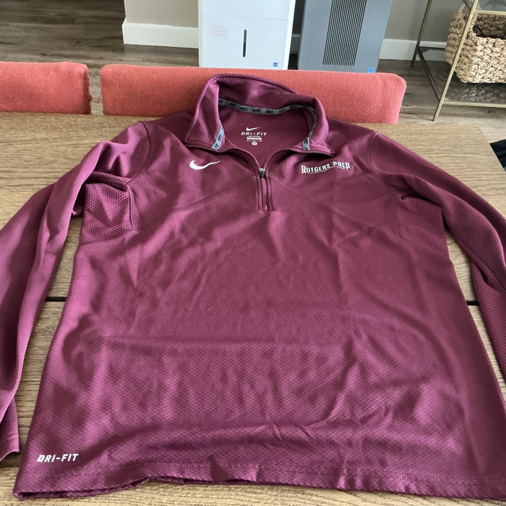 Nike Sweater Men’s Medium 1/4 Zip Dri Fit Pullover Logo - Rutgers Prep