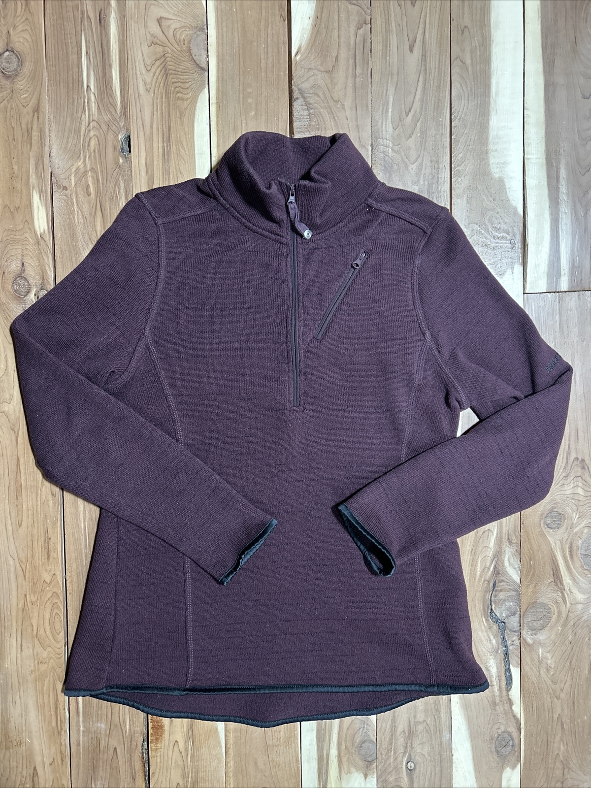 Men’s Ascend Half Zip Maroon/ Taupe Small Long Sleeve Pullover 100% Polyester gallery