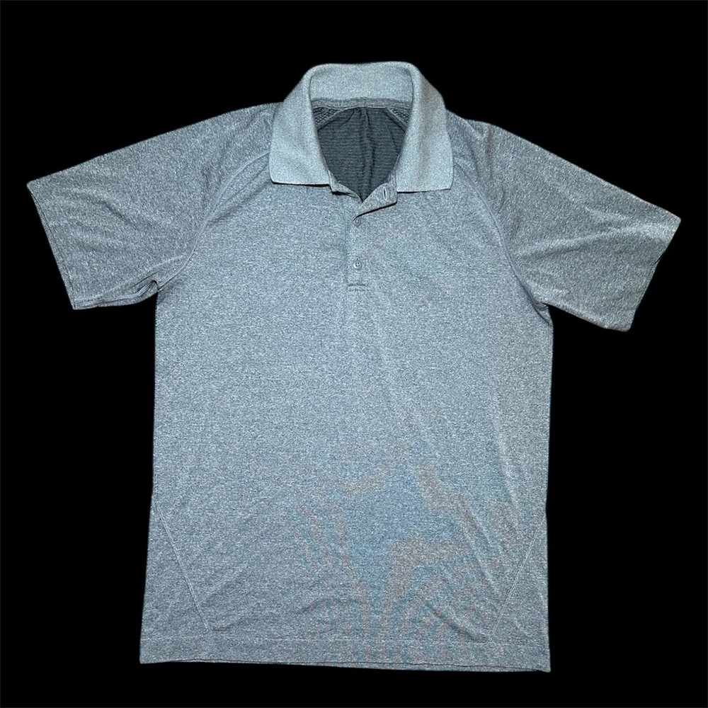 Lululemon Metal Vent Tech Athletic Performance Gray Mens Polo Shirt Size M