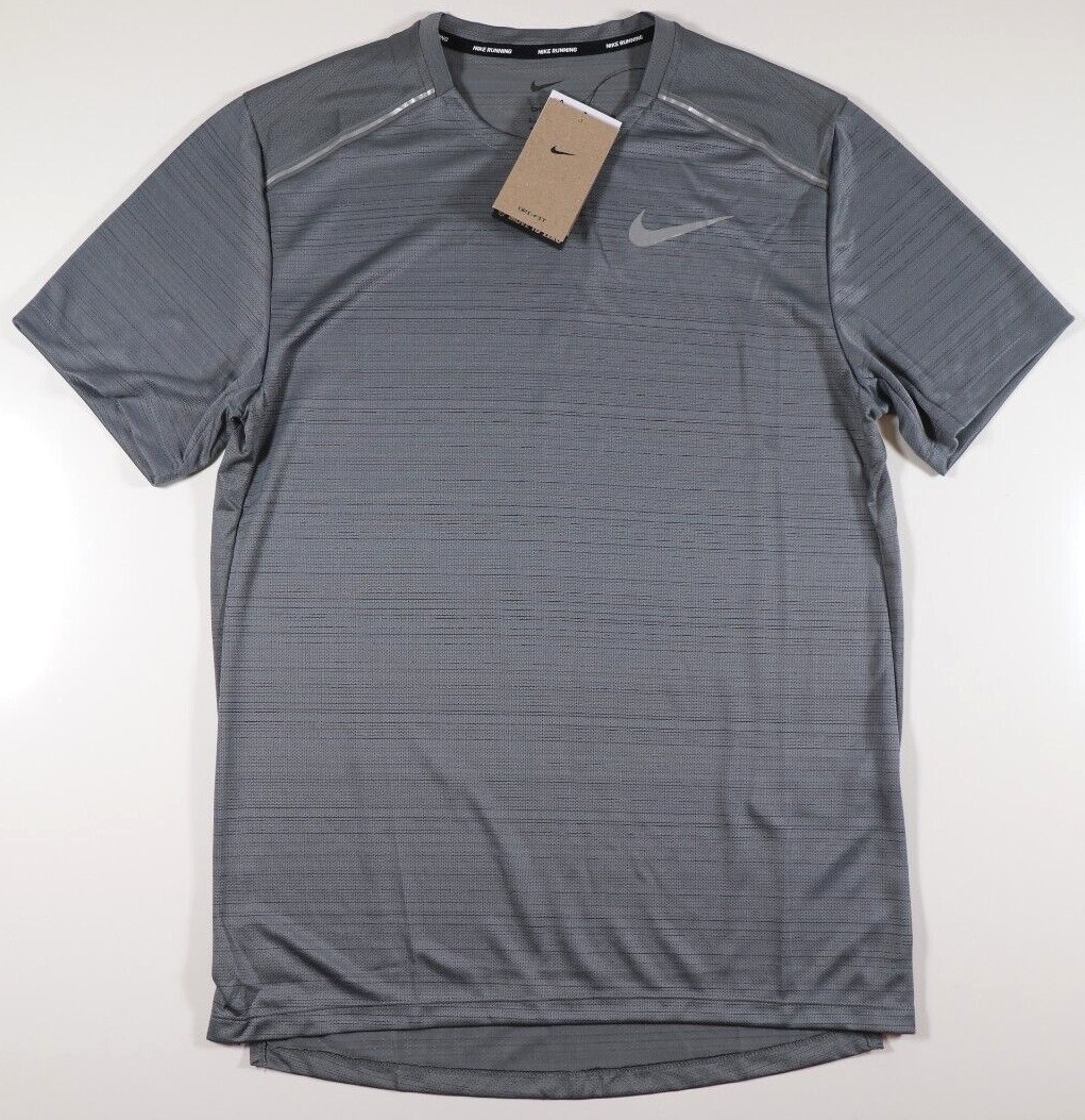 NIKE DRI FIT MILER RUNNING SHORT SLEEVE TOP - GREY AJ7565-085 - MEN S M L 2XL gallery