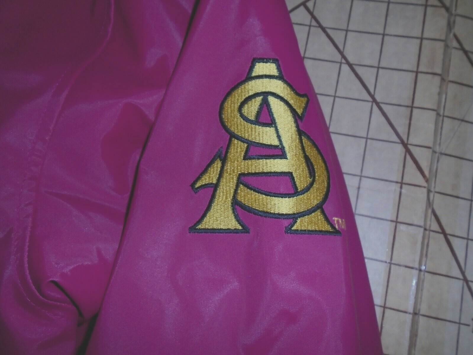 MENS 2XLARGE NOS LIGHT BURGUNDY/GOLD HEAVY ASU SUN DEVILS JACKET - NWT gallery