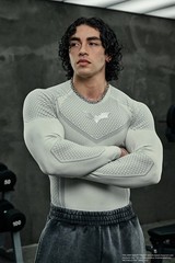 YOUNGLA (SOLD OUT) – 8004 – BATMAN COMPRESSION LONGSLEEVES – OFF-WHITE -MEDIUM