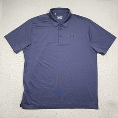 Under Armour Polo Shirt HeatGear Mens XL Purple Gray Striped Short Sleeve
