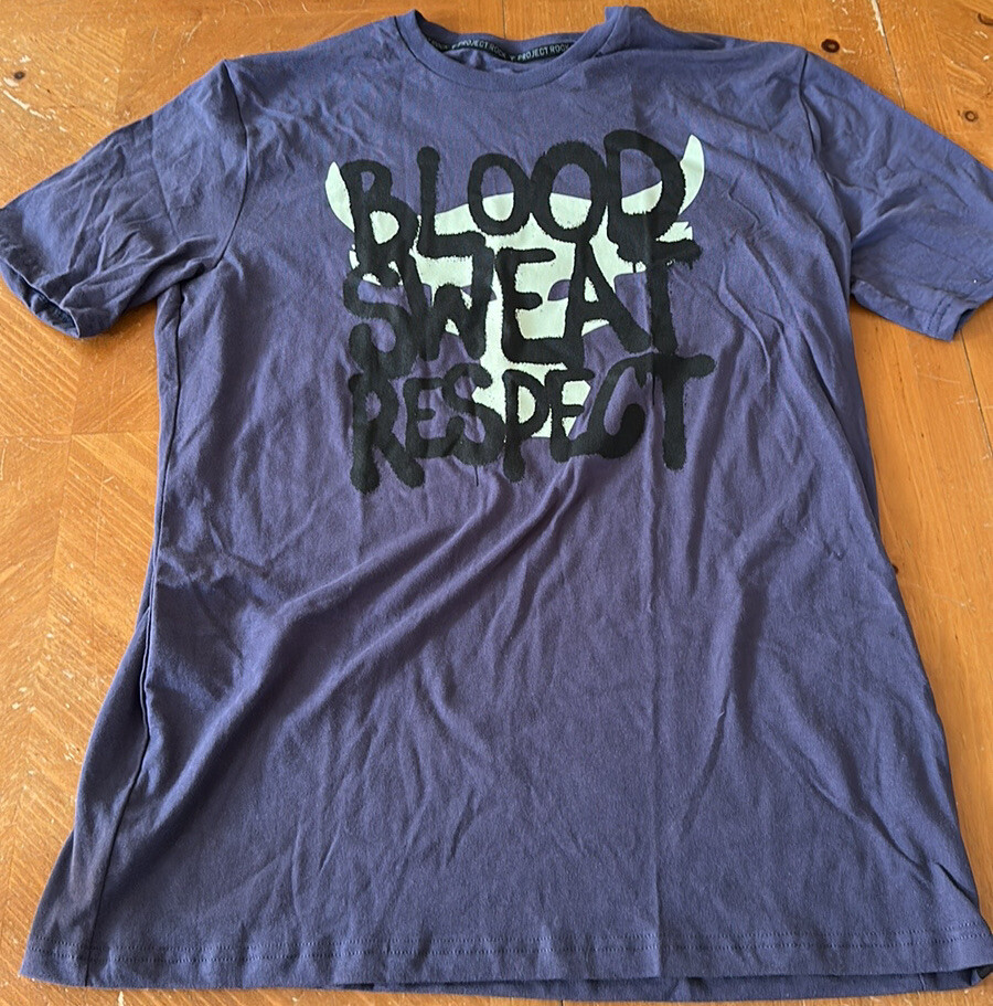 Men’s Under Armour Project Rock T-Shirt Q3 Payoff Blood Sweat Respect Sz Medium gallery