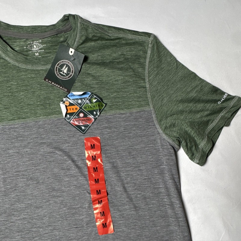 G.H. Bass & Co. For Hard Service Men's M Green/Gray Colorblock Crew Tee gallery