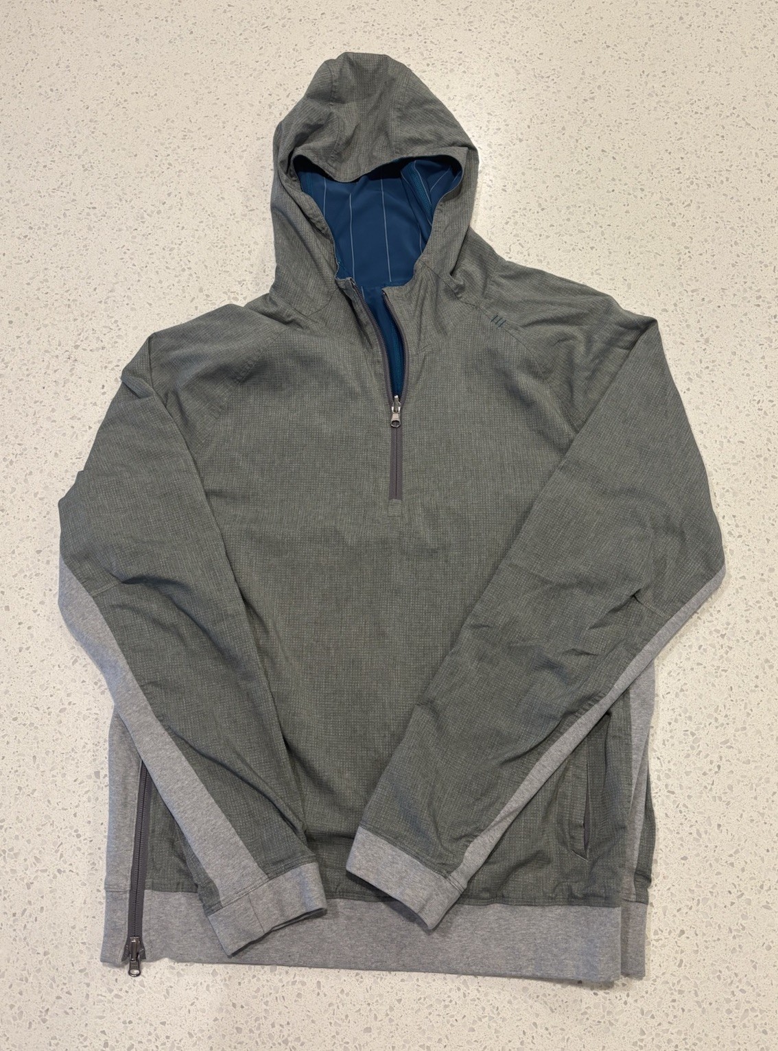 Lululemon Sundown to Sunup Jacket Mens L Slate Teal Pullover Reversible Hoodie gallery