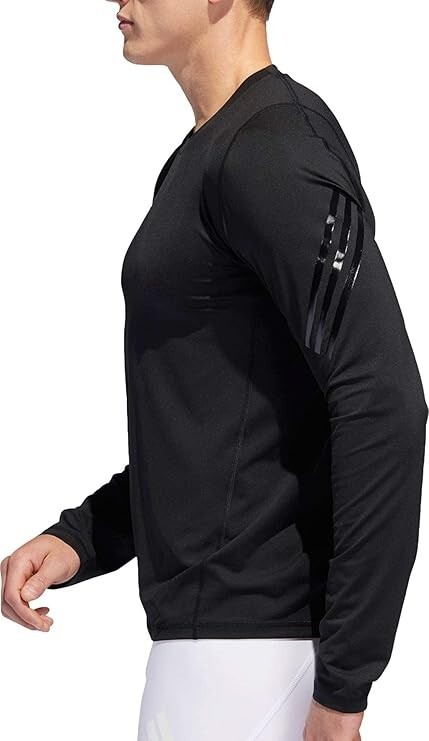 New Adidas Black S Mens Small Long Sleeve Own The Run Color Block T-Shirt DZ8423 gallery